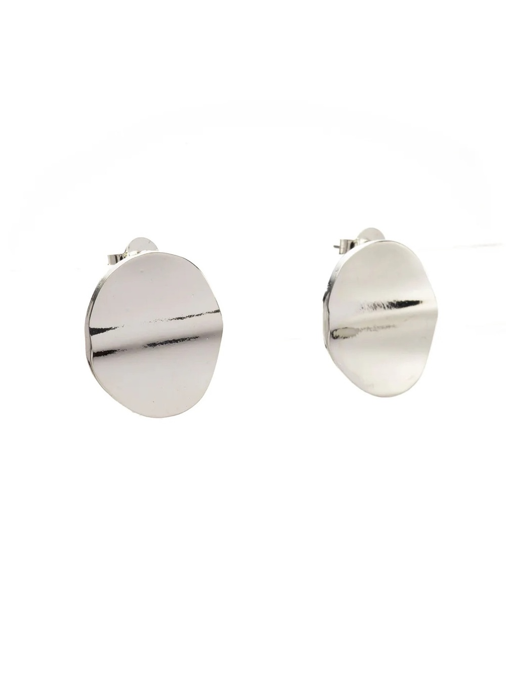 Silver Flat Circle Statement Earrings NWOT